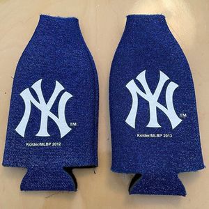 Lot of 2 $ Kolder NY Yankees Glitter Beer Bottle Koozies Blue